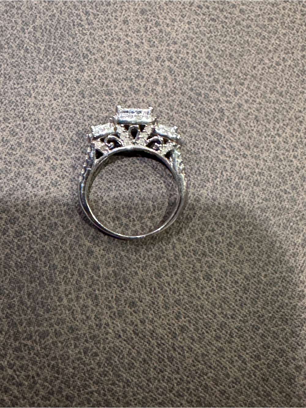 10K White Gold Natural Diamond Princess Cluster Halo Engagement - Picture 4 of 16